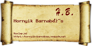 Hornyik Barnabás névjegykártya